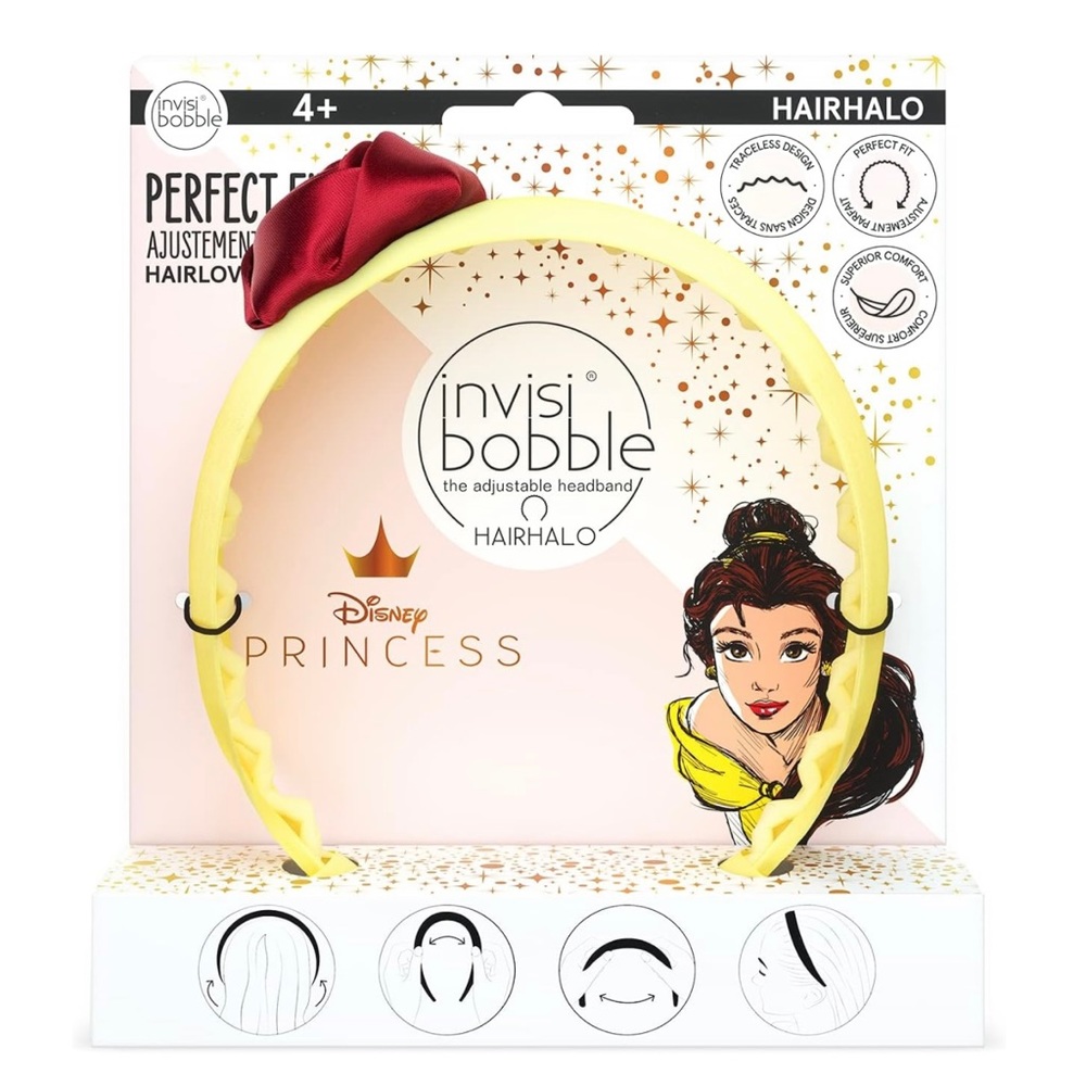NWT-Invisibobble Disney Princess Belle HairHalo Adjustable Headband For Everyone
